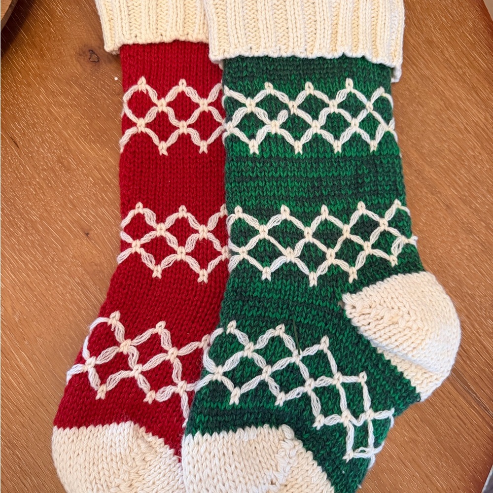 Red and Green Knit Christmas Stockings